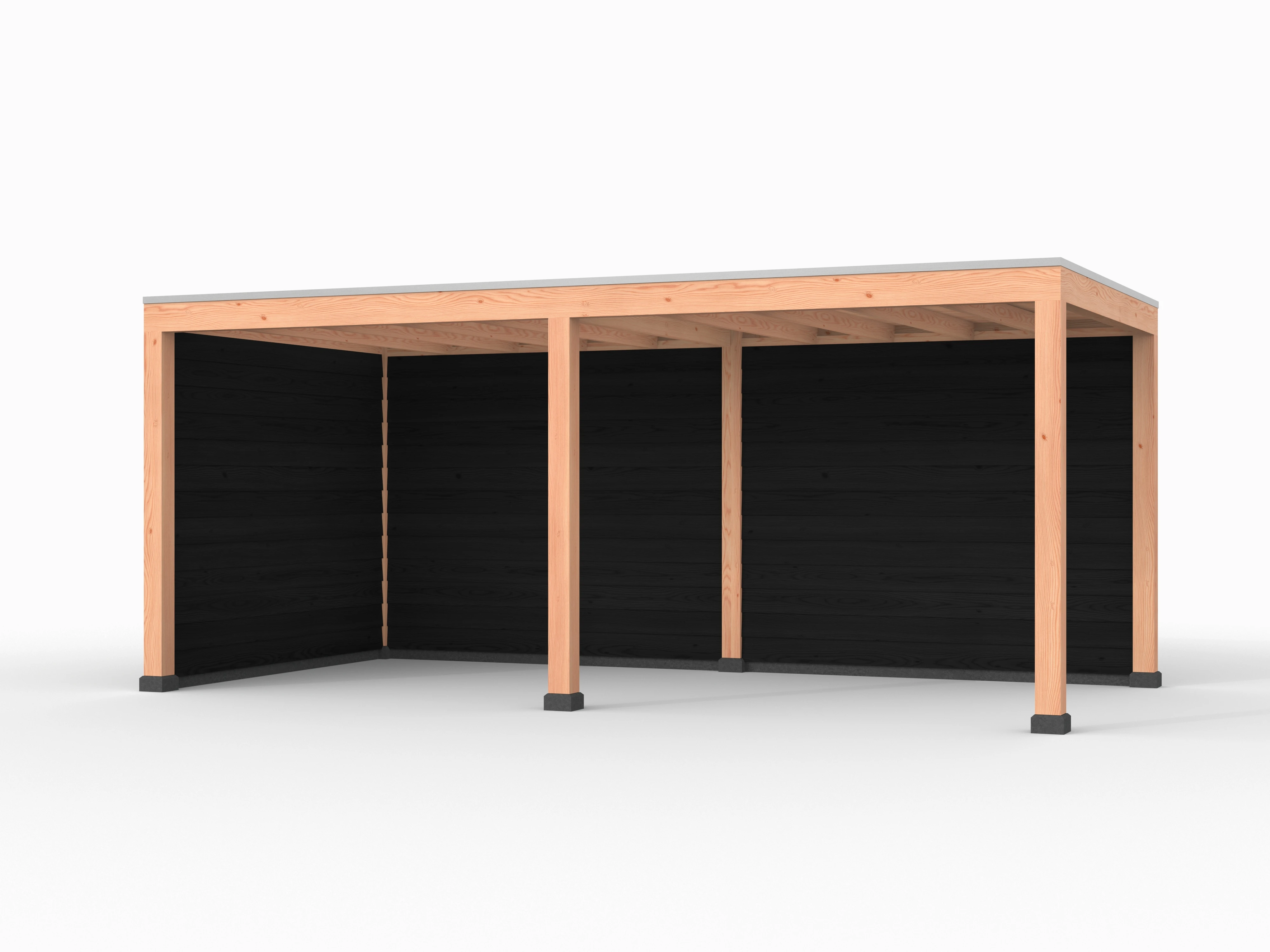 Douglas overkapping, 600 x 300, met achterwand en zijwand, Westwood Elegant zwart - Afbeelding 1
